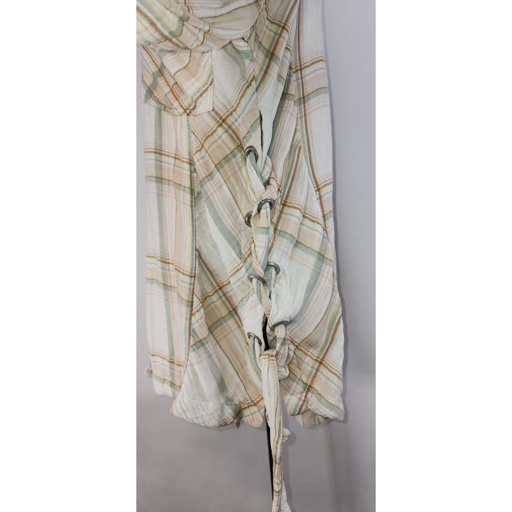 Free People Women's Cream Plaid Button-Up Size S - Picture 4 of 7